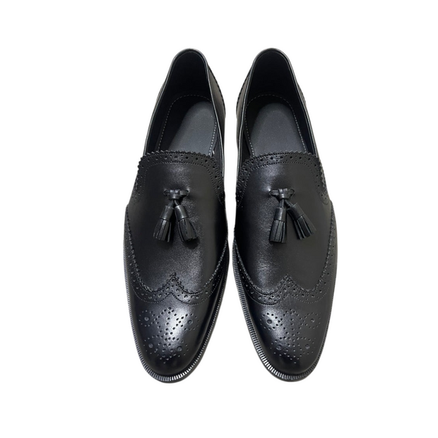 Metire Classic Black Tassel Loafers For Male