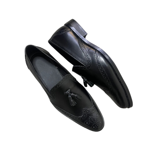 Metire Classic Black Tassel Loafers For Male